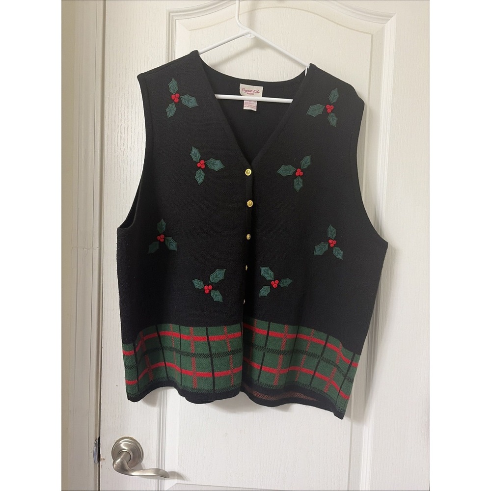 Vintage Christmas Granny Core Sweater With Holy Berries Woman's Size 3XL